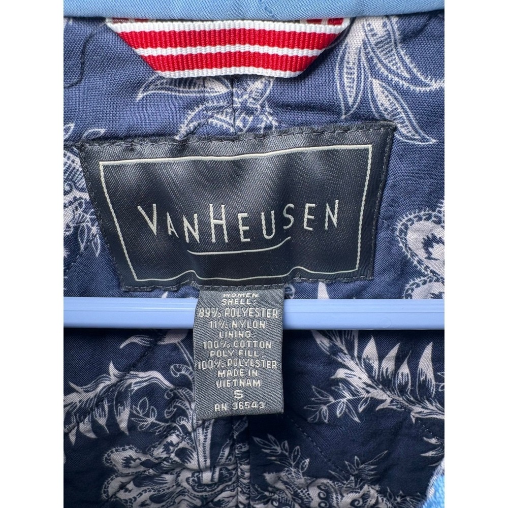 Van Heusen Preppy Quilted Full Zip Vest Sky Blue Floral Lining Womens Size Small - Picture 3 of 8